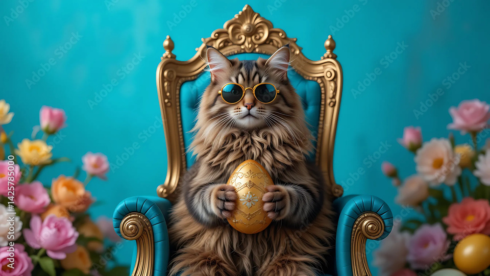 Fototapeta premium Majestic Cat Easter Portrait