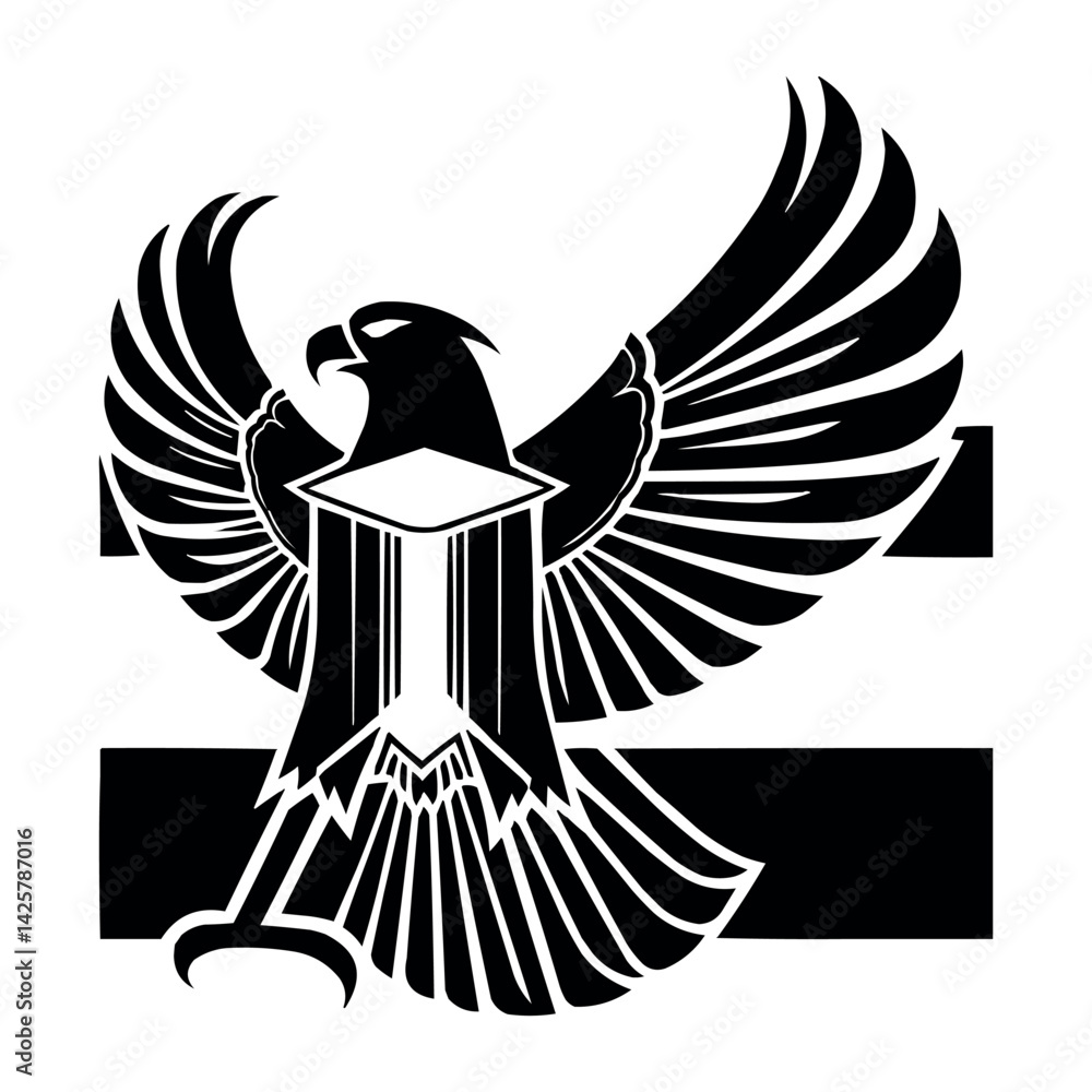 Naklejka premium Eagle Podium Logo Vector Icon Powerful Mascot Symbol Design Illustration