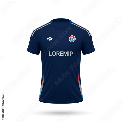 3d realistic soccer jersey in style, football club shirt template 2025