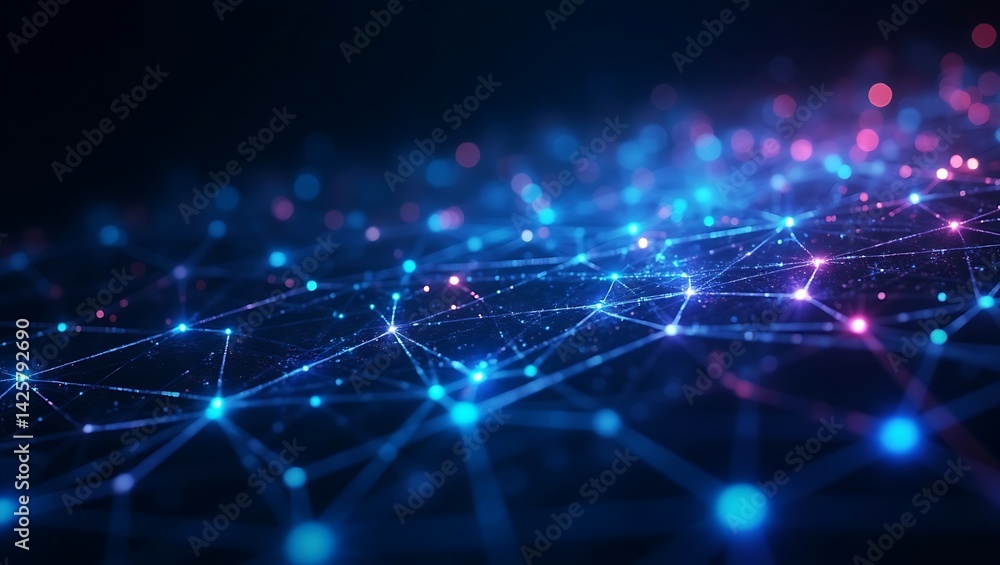 Abstract futuristic network with glowing nodes and connections Abstract futuristic network with glowing nodes and connections
