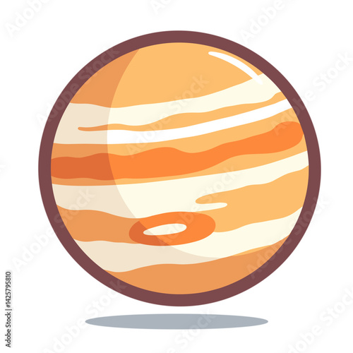 Jupiter planet illustration in bright colors with simplified design  