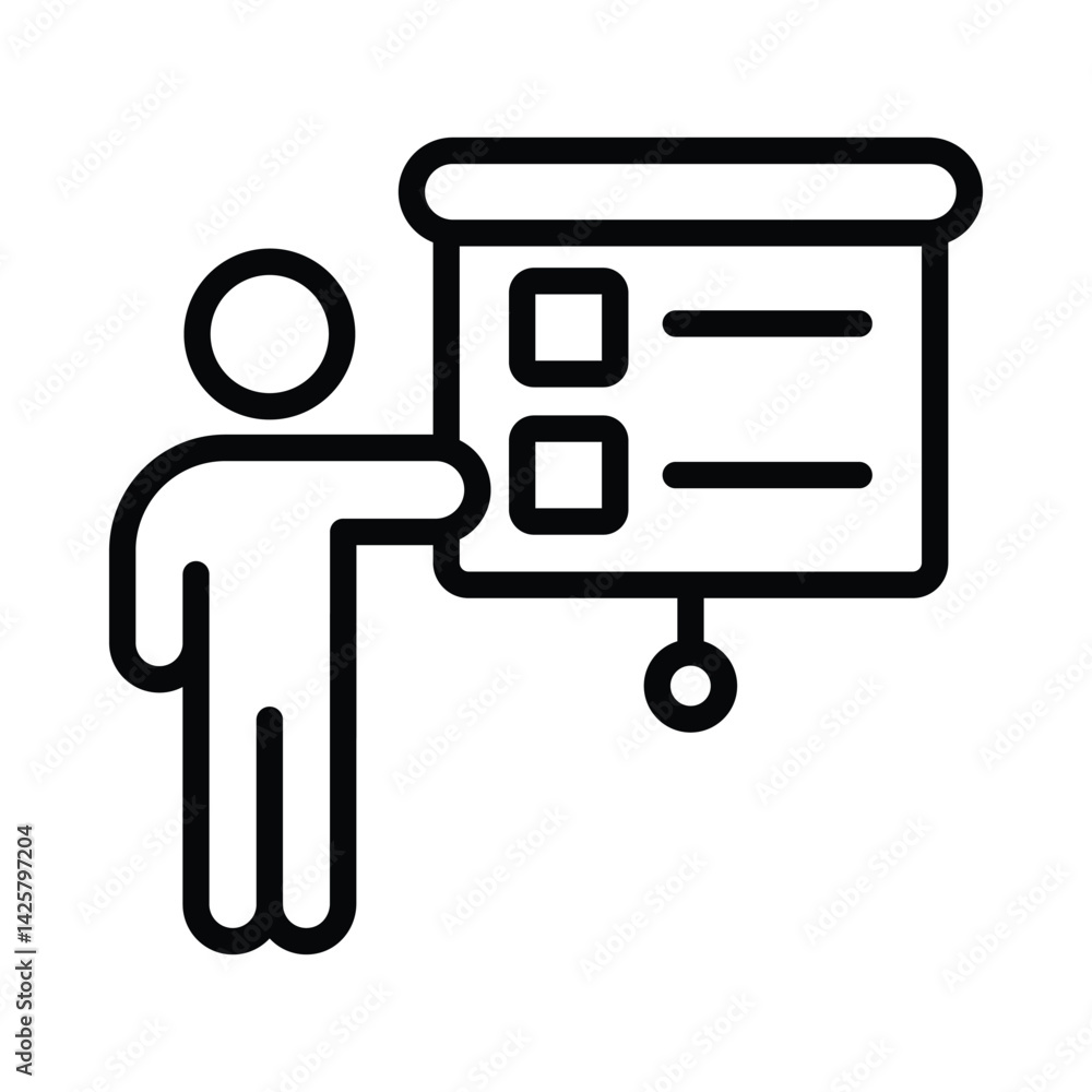 Presentation Vector outline icon. Eps10 file Presentation Vector outline icon. Eps10 file