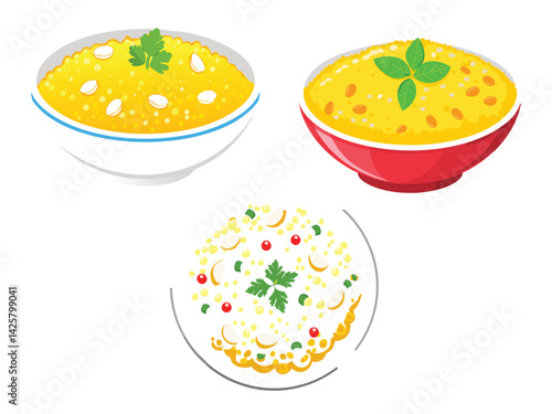 vector illustration of an indian food Khichdi (Rice and Lentil Porridge)