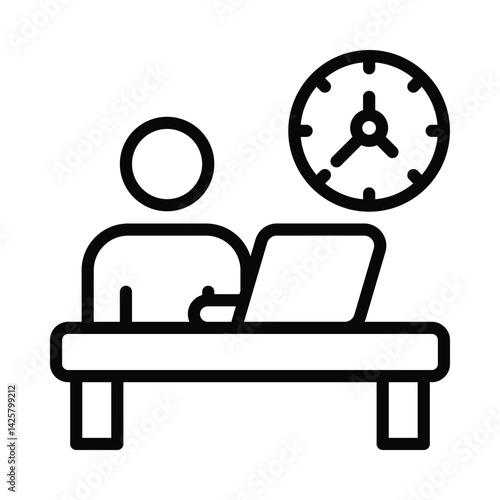 Working hours Vector outline icon. Eps10 file 