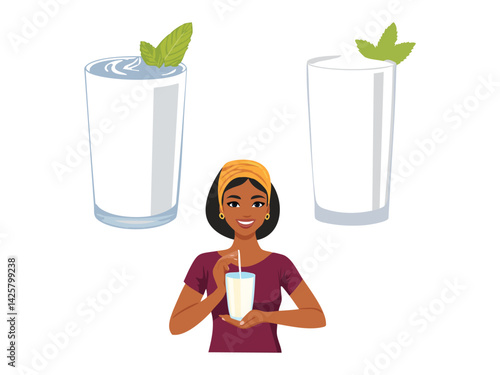 vector illustration of an indian food Lassi (Yogurt-Based Drink)