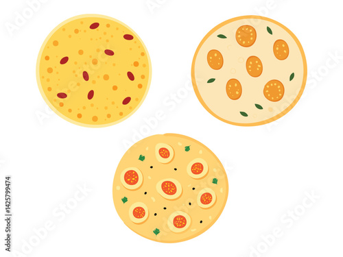 vector illustration of an indian food Naan (Leavened Flatbread)