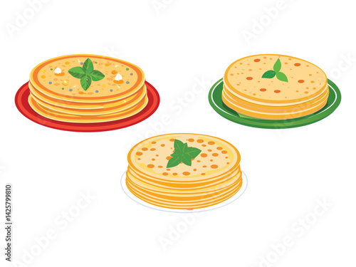 vector illustration of an indian food Paratha (Layered Flatbread)