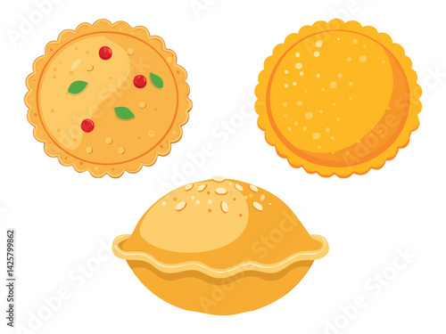 vector illustration of an indian food Puri (Deep-Fried Puffy Bread)