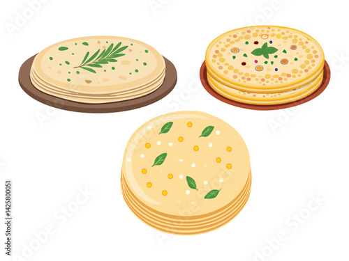 vector illustration of an indian food Roti (Whole Wheat Flatbread)