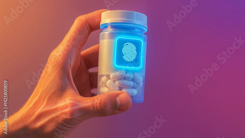 hand holds tech enhanced pill bottle showcasing anatomy integration