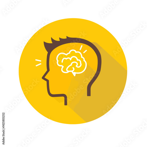 Dementia, stroke, and mental health issues are symbolized by a flat design long shadow glyph icon, depicting a sick internal body part, a sore human organ, and an unhealthy nervous system, in a