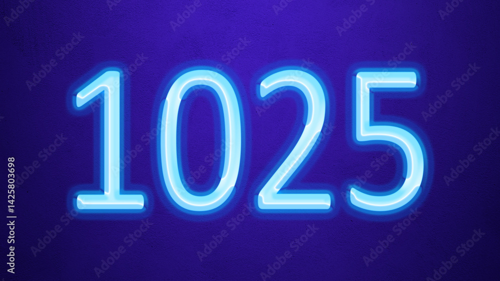 Glowing blue number design of 1025 on blue background. Glowing blue number design of 1025 on blue background.