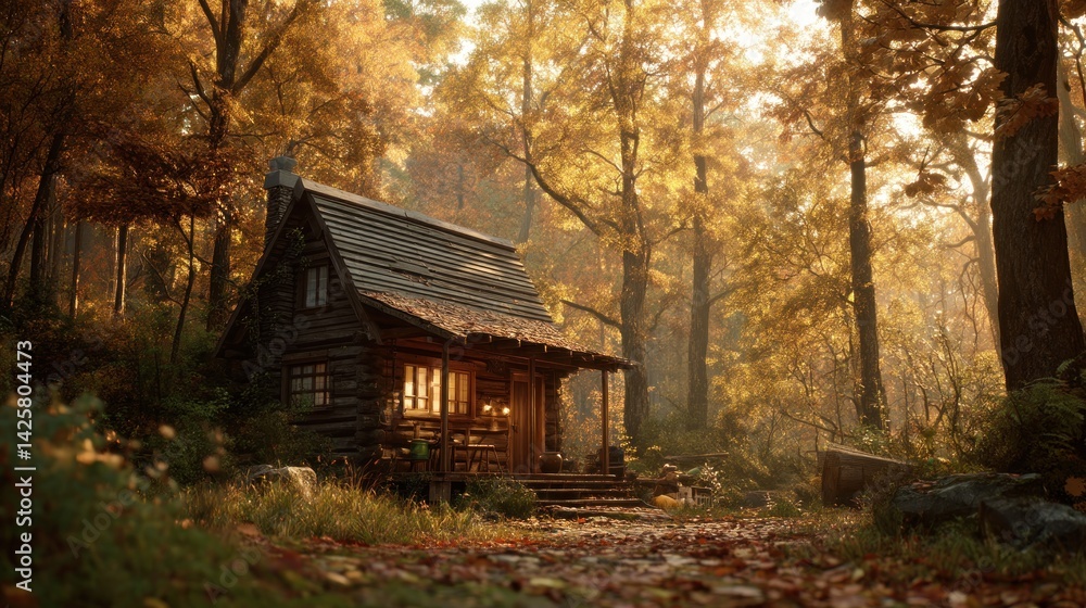 Rustic cabin in autumn forest (1) Rustic cabin in autumn forest (1)