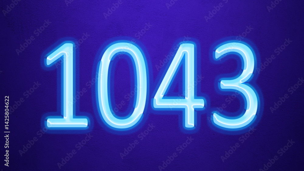 Glowing blue number design of 1043 on blue background. Glowing blue number design of 1043 on blue background.