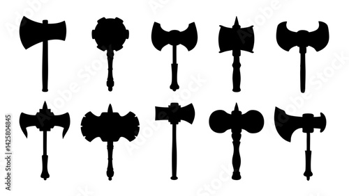 set of hammer silhouette vector on white background