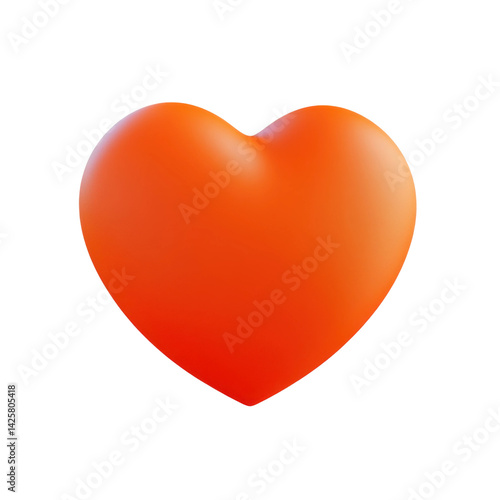 Celebrate love with an orange heart digital art vibrant modern. Isolated on transparent background, png.