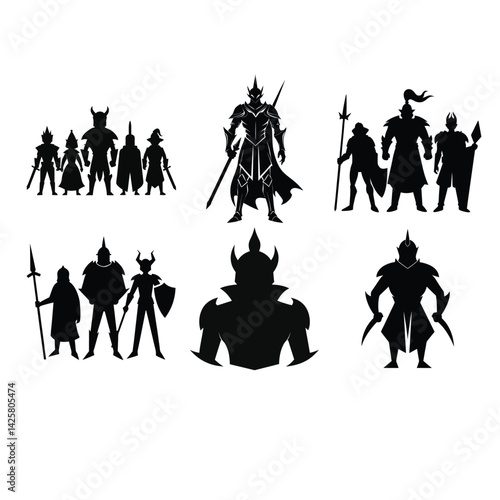 silhouettes of people vector knight on White Background
