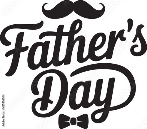minimalist father's day black and white greeting card with mustache and bow tie vector design for dad celebration