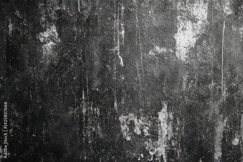 Fototapeta premium Grungy, textured dark gray surface with streaks and stains