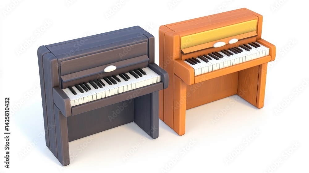 Interactive Fun Pianos for Kids on White Background Interactive Fun Pianos for Kids on White Background