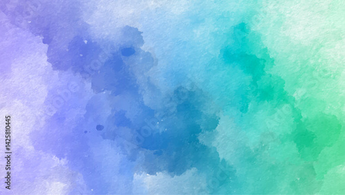 Purple and blue watercolor painting creating abstract background, Pastel blue purple lilac lavender green turquoise ague teal, yellow, abs background. Digital Illustration with stroke