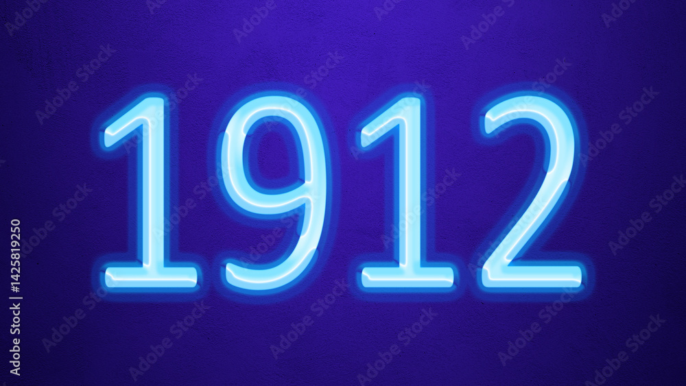 Glowing blue number design of 1912 on blue background. Glowing blue number design of 1912 on blue background.