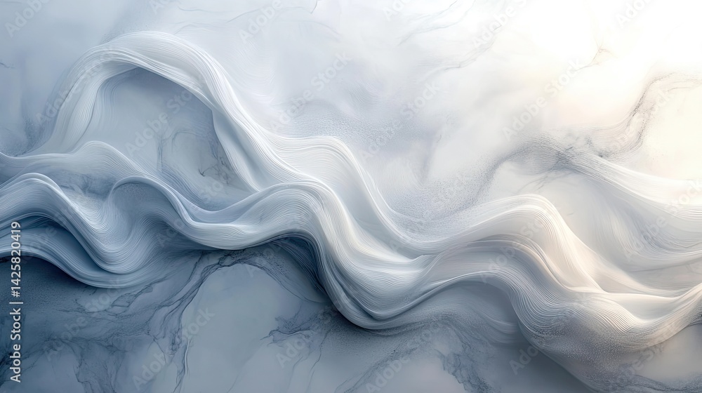 Obraz premium Abstract flowing white textures artistic display digital art minimalist style aesthetic perspective