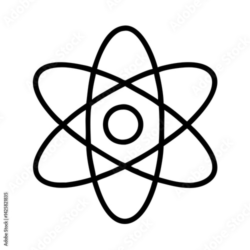 Atom symbol science icon physics chemistry nuclear energy model structure electron orbit diagram 90