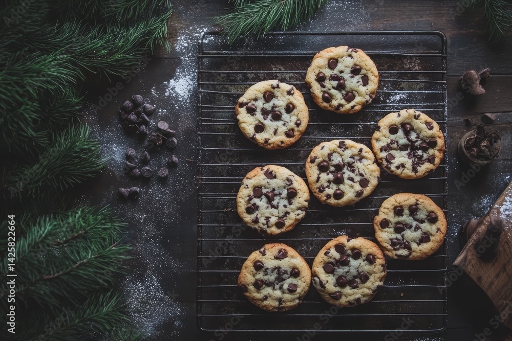 Chocolate chip cookies fresh out the oven.