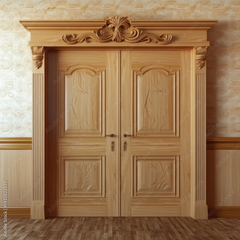 Elegant double doors with intricate carvings Elegant double doors with intricate carvings