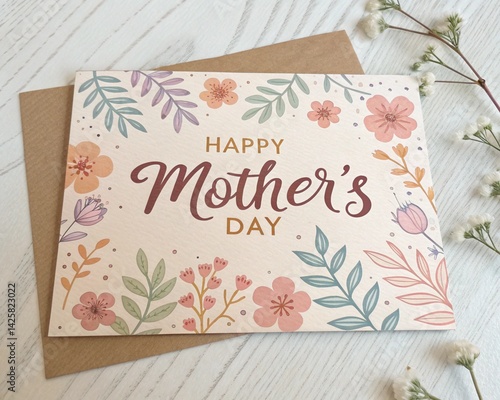 Wallpaper Mural "Happy Mother's Day Poster with Heart, Mom and Baby – Vector Illustration on Gradient Torontodigital.ca