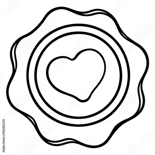 Romantic Wax Seal Line Drawing