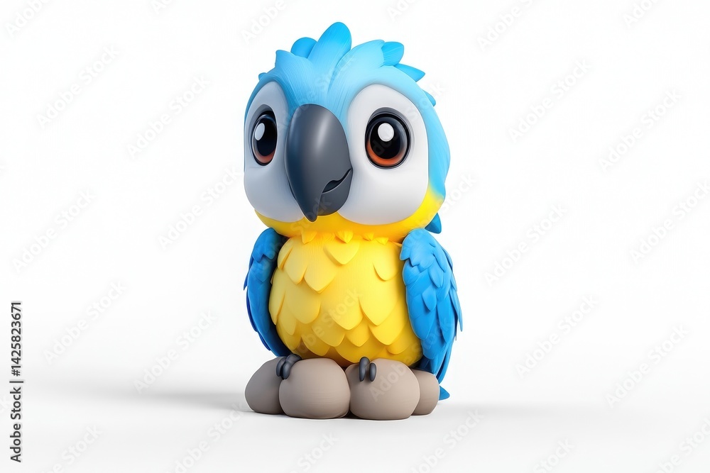 Cute cartoon parrot, sitting on rocks Cute cartoon parrot, sitting on rocks