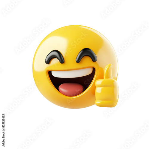 3D Yellow Emoji Showing Thumbs Up Sign Isolated on White Background Perfect for Social Media Posts Marketing Campaigns Presentations and More Expressing Positive Emotions Approval Satisfaction