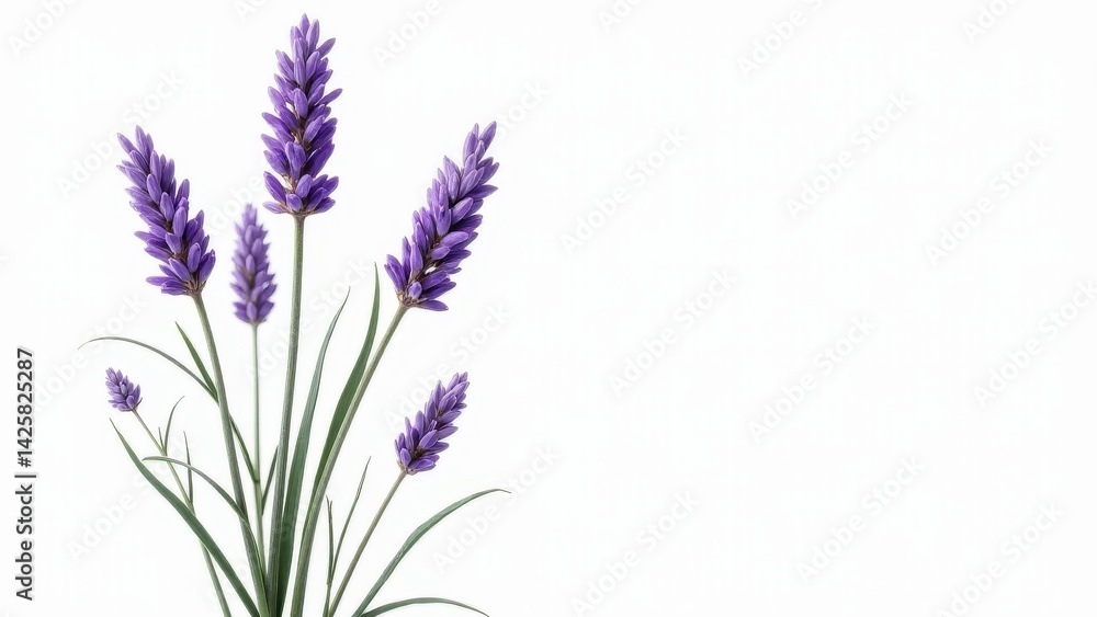 Obraz premium Lavender Stalks On A White Background