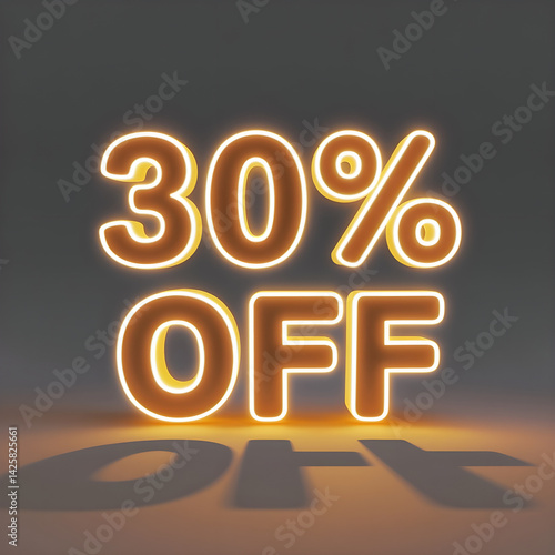3d render of a discount symbol made of many letters