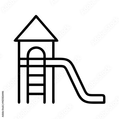 Playground slide ladder tower play area equipment outdoor recreation park fun activity line art