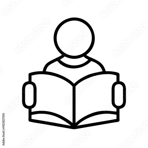 Illustration of reading book, education, learning, student, knowledge, study, open book icon