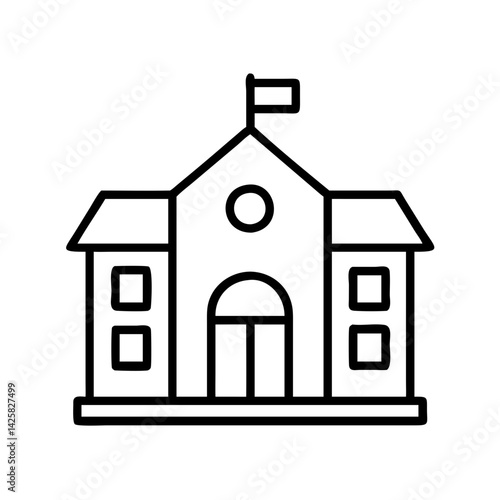 Outline building vector, school building, government building, town hall, architecture icon vector
