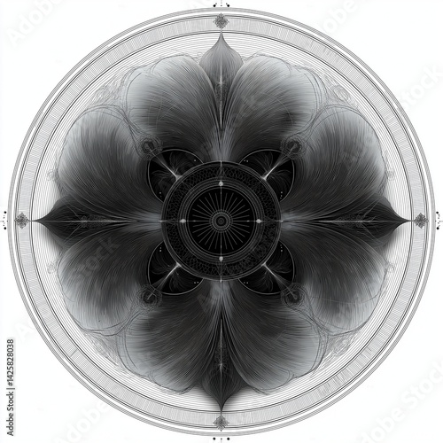 Decorative mandala made entirely with clean curved lines,Generative ai illustrative