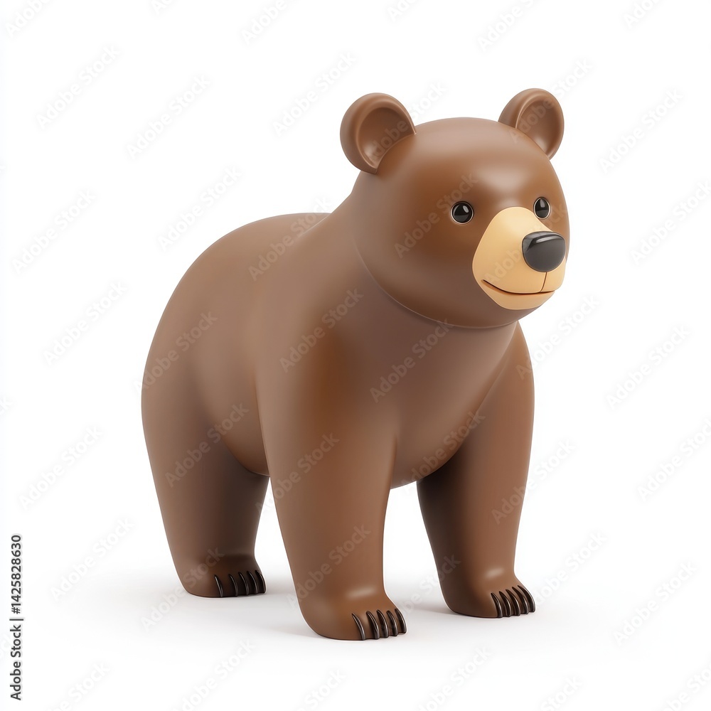 Fototapeta premium Brown bear figurine, standing pose, simplistic design.