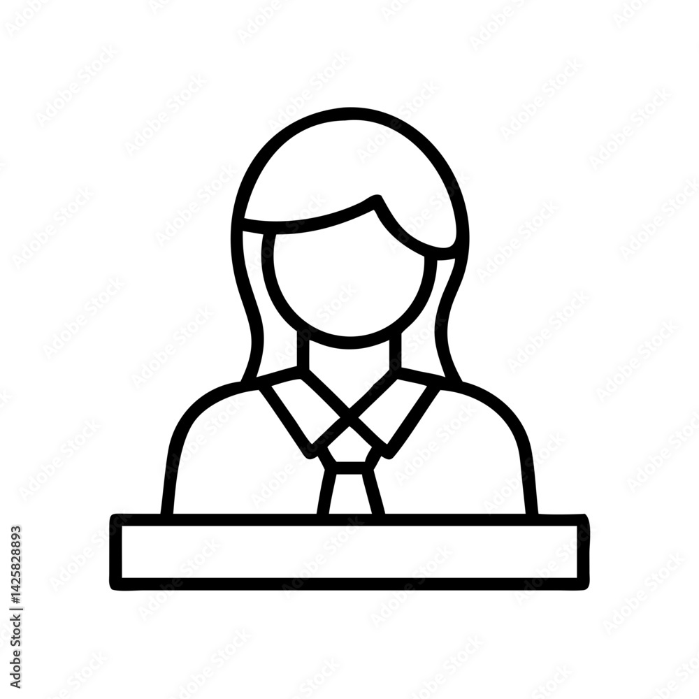 Illustration of woman speaker at podium, presentation, conference, speech, seminar, lecture, talk Illustration of woman speaker at podium, presentation, conference, speech, seminar, lecture, talk