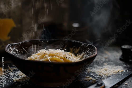 Obraz na płótnie Spaghetti carbonara with parmesan cheese. w salonie