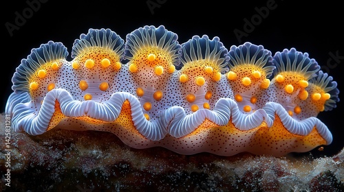 High-detail image of Acanthastrea echinata swaying in underwater current,generative ai illustration
