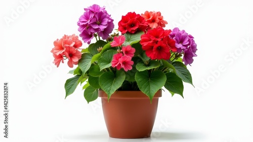 Wallpaper Mural Double Impatiens In Flower Pot, White Torontodigital.ca