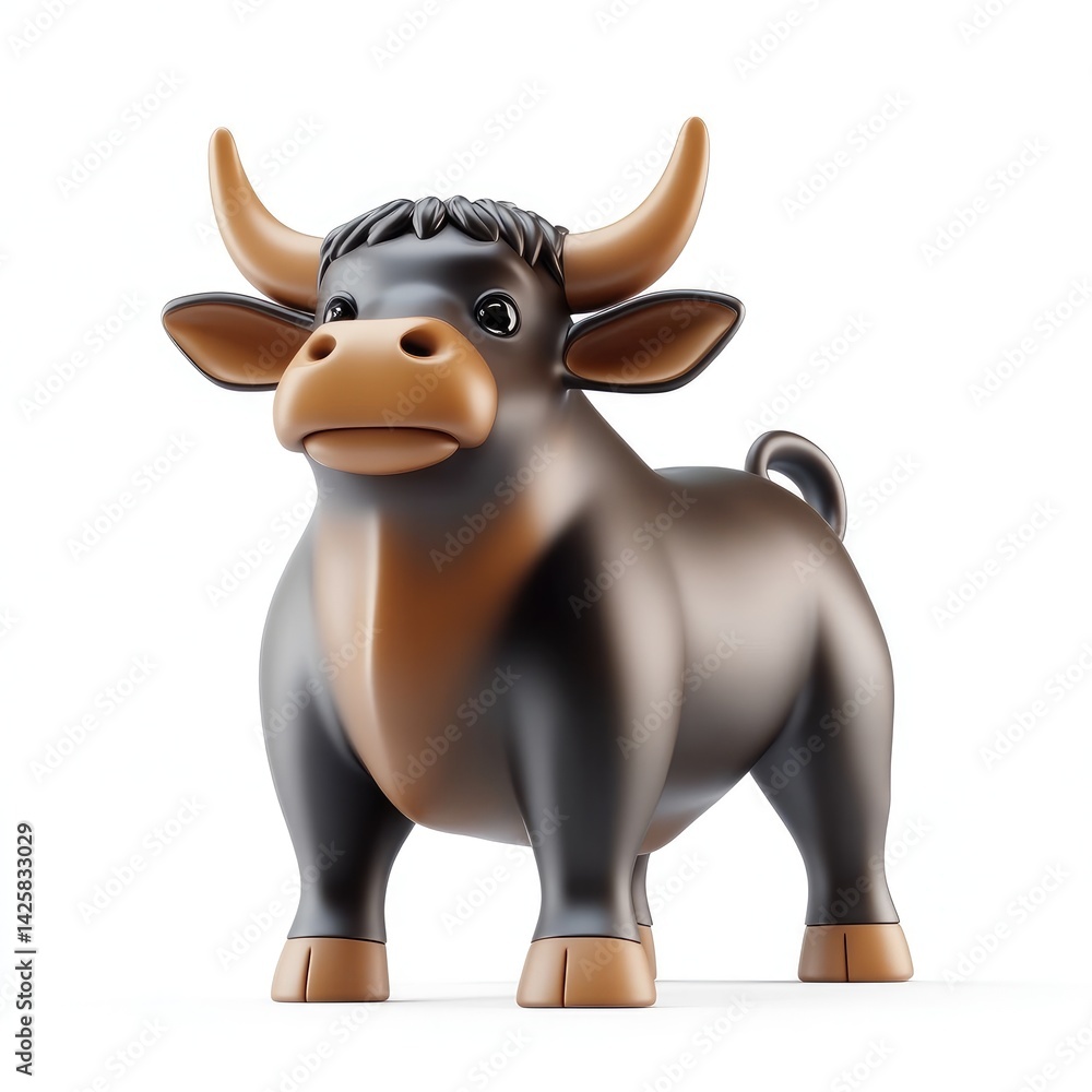 Naklejka premium Cartoon bull figurine, standing proudly.