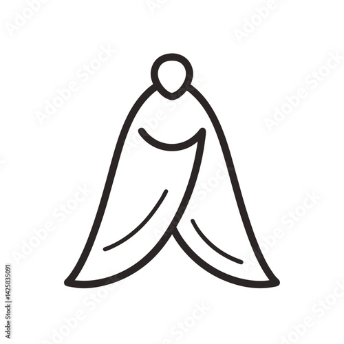 Elegant Bride Veil Doodle Icon for Wedding Designs
