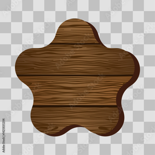 Wooden board sign blank promotion and decoration with transparent background. Wood banner billboard in old vintage style on wall