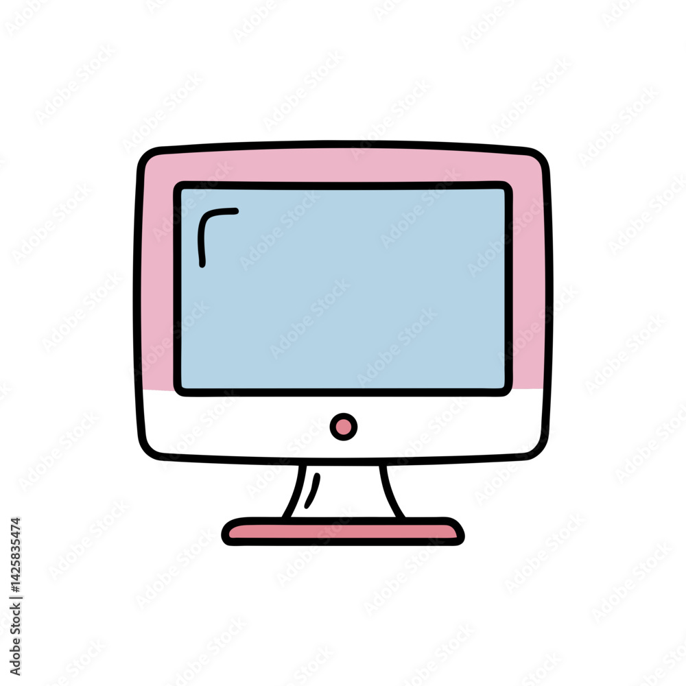 Creative Doodle Icon of a Desktop Monitor for Your Projects Creative Doodle Icon of a Desktop Monitor for Your Projects