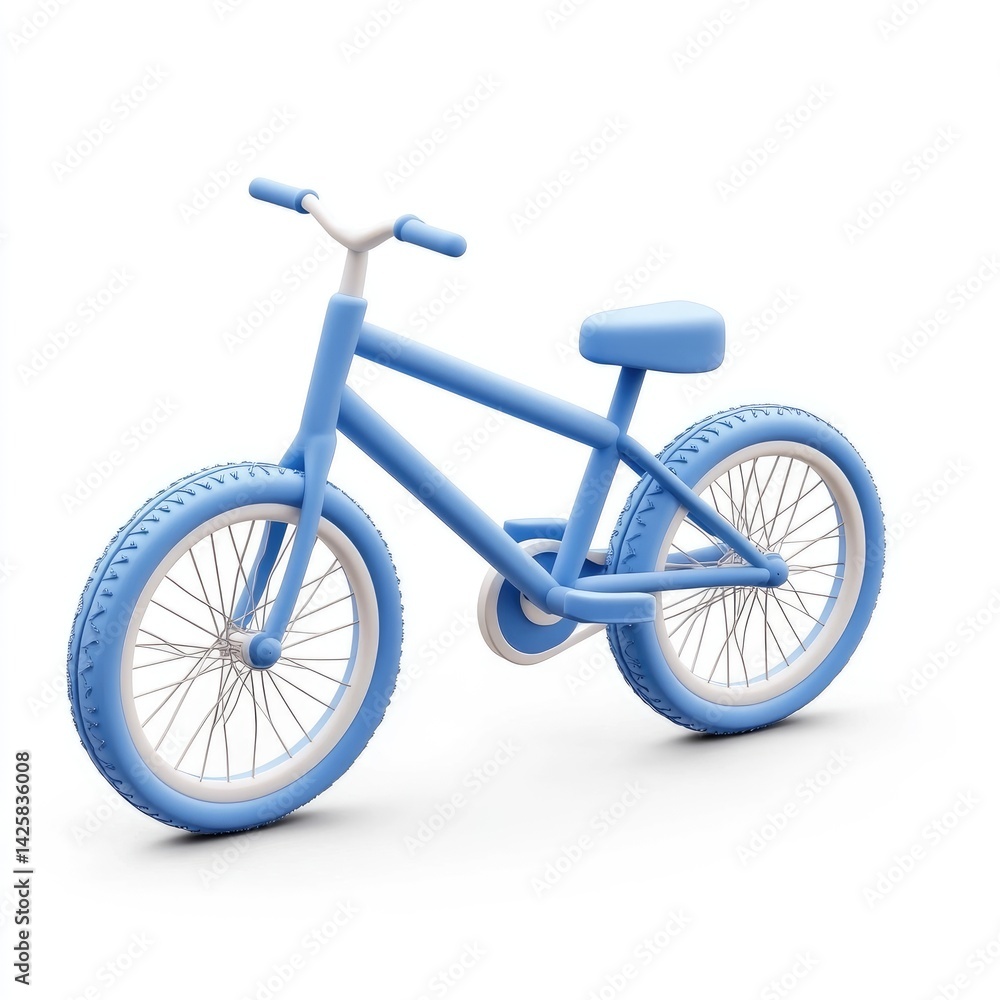 Light-blue children's bicycle, angled view. Light-blue children's bicycle, angled view.